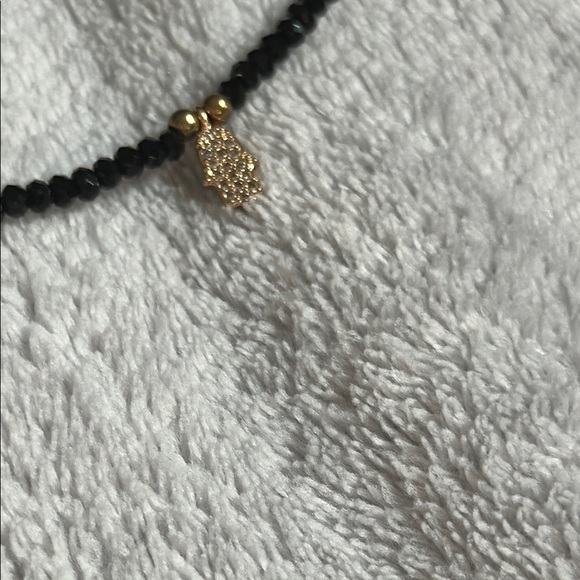 Elegant Black Beaded Necklace with Gold Accent - Picture 2 of 5